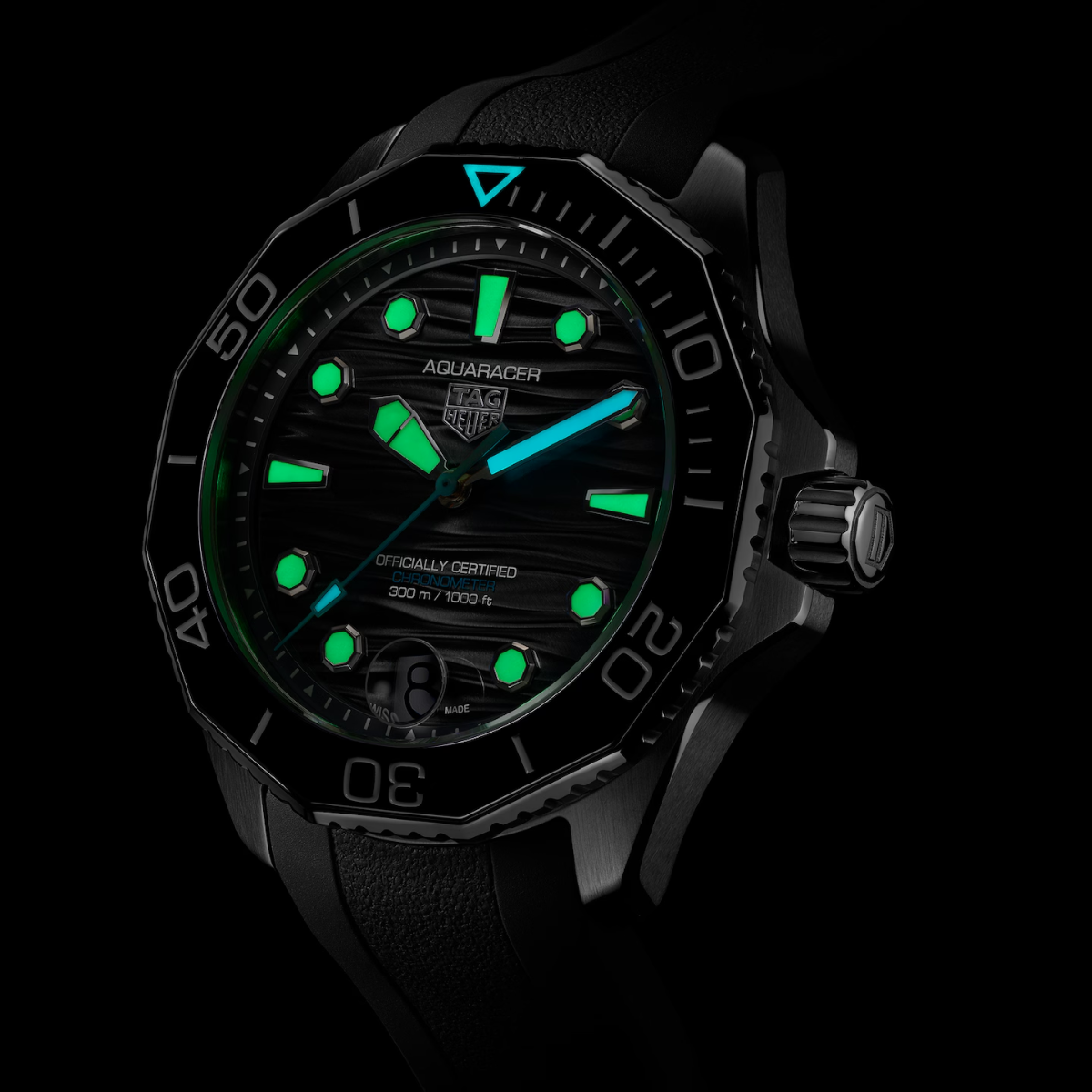 Relógio T.h Aquaracer Preto Professional 300 Date - Pulseira Borracha