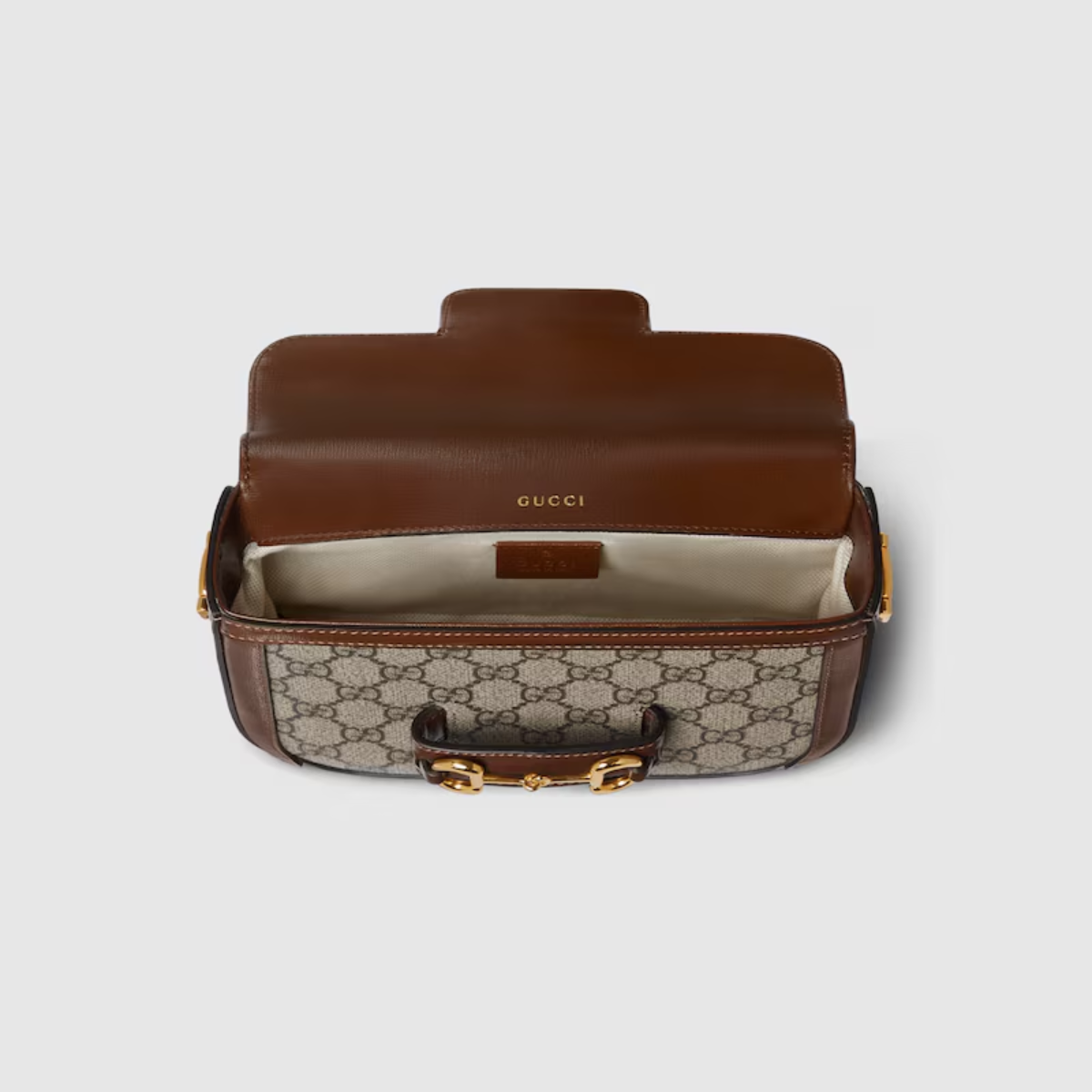 Bolsa De Ombro Horsebit 1955 Pequeno Marrom Estampada