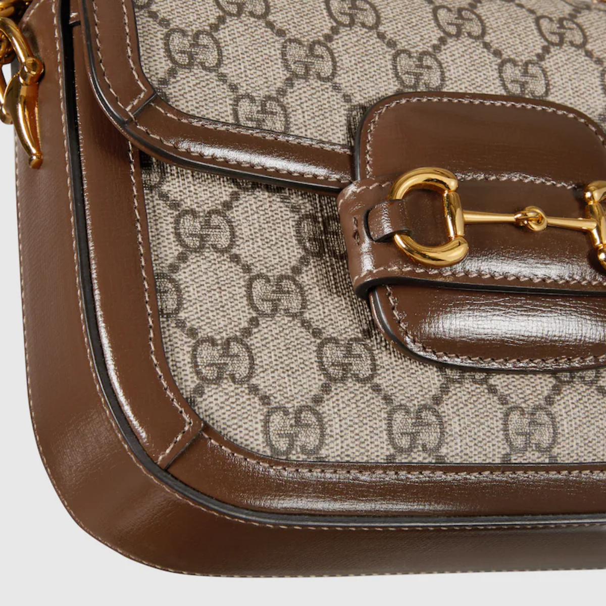 Bolsa De Ombro Horsebit 1955 Pequeno Marrom Estampada