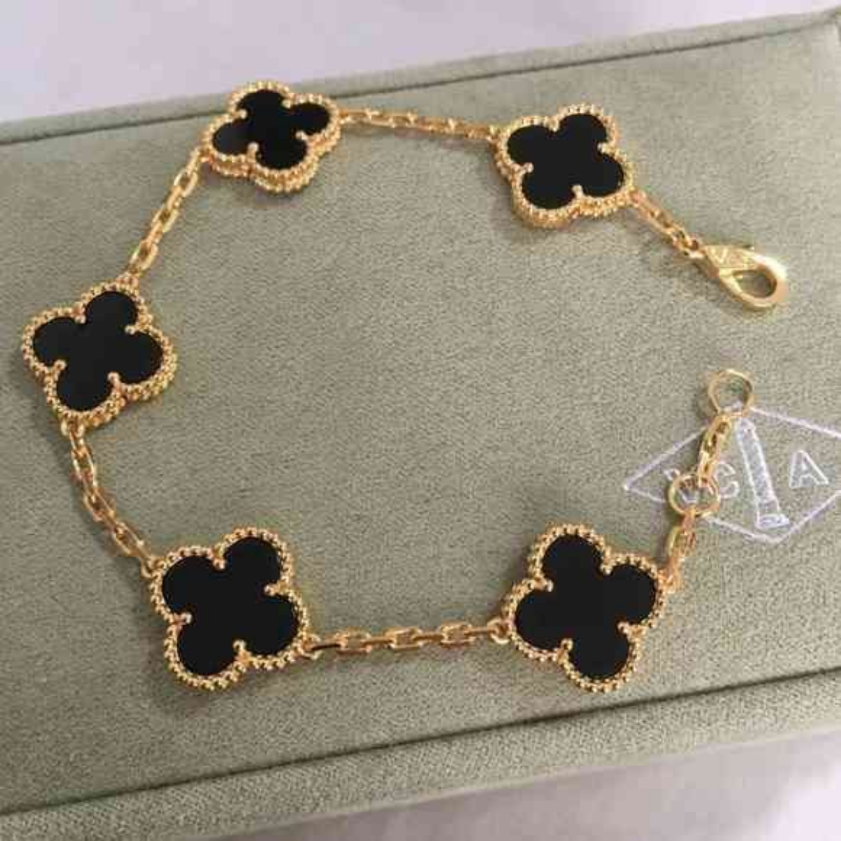 Conjunto Alhambra Vintage Trevo Completo Preto - Ouro 18K