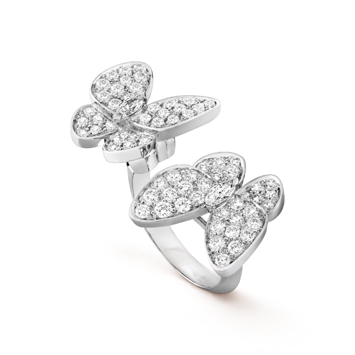 Anel Two Butterfly Pavé - Prata 925