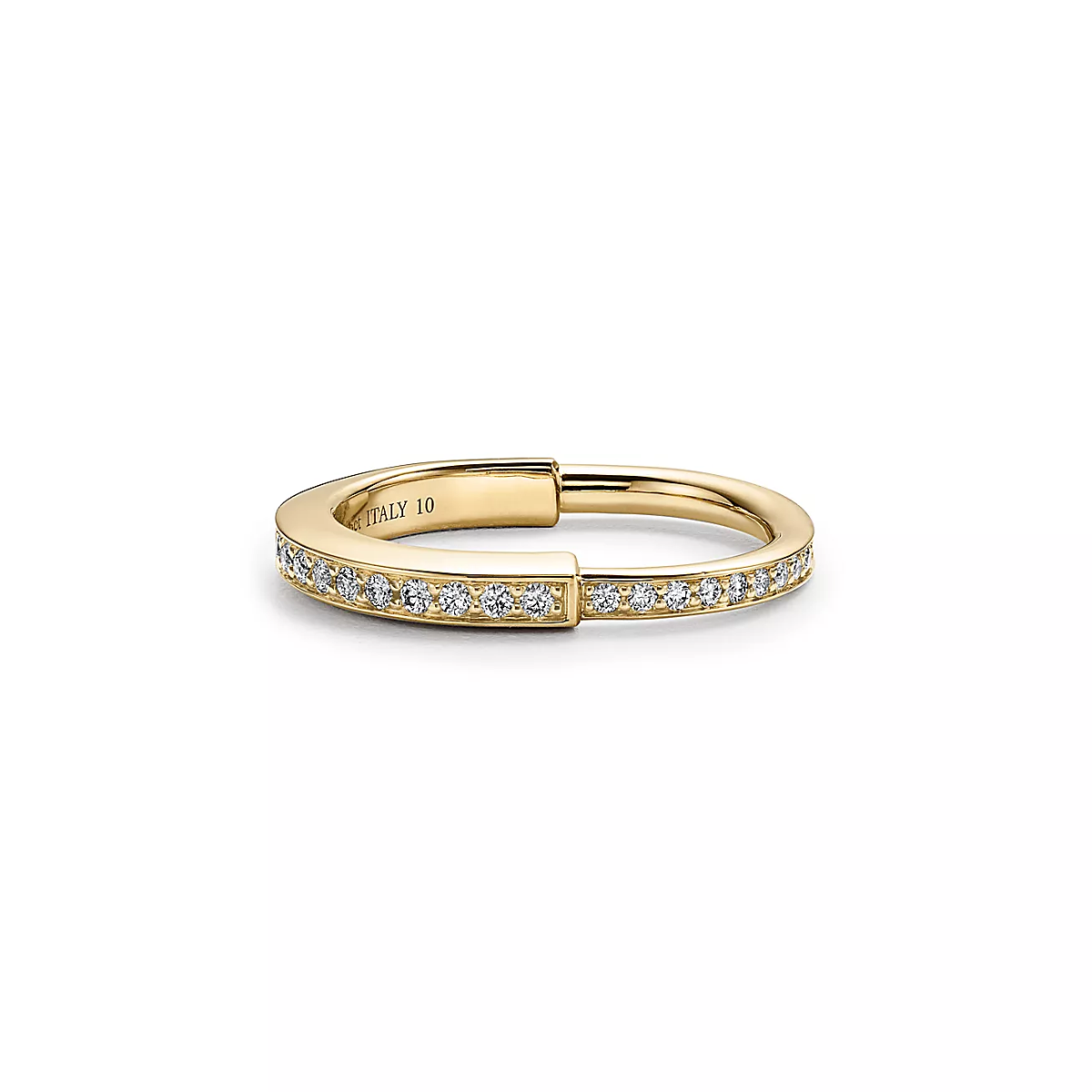 Anel Lock Cadeado Cravejado - Ouro 18K