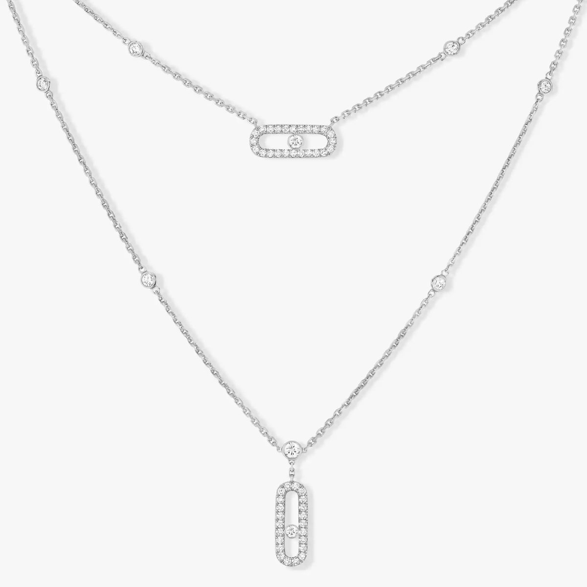 Colar Duplo Uno Move Pavé - Prata 925