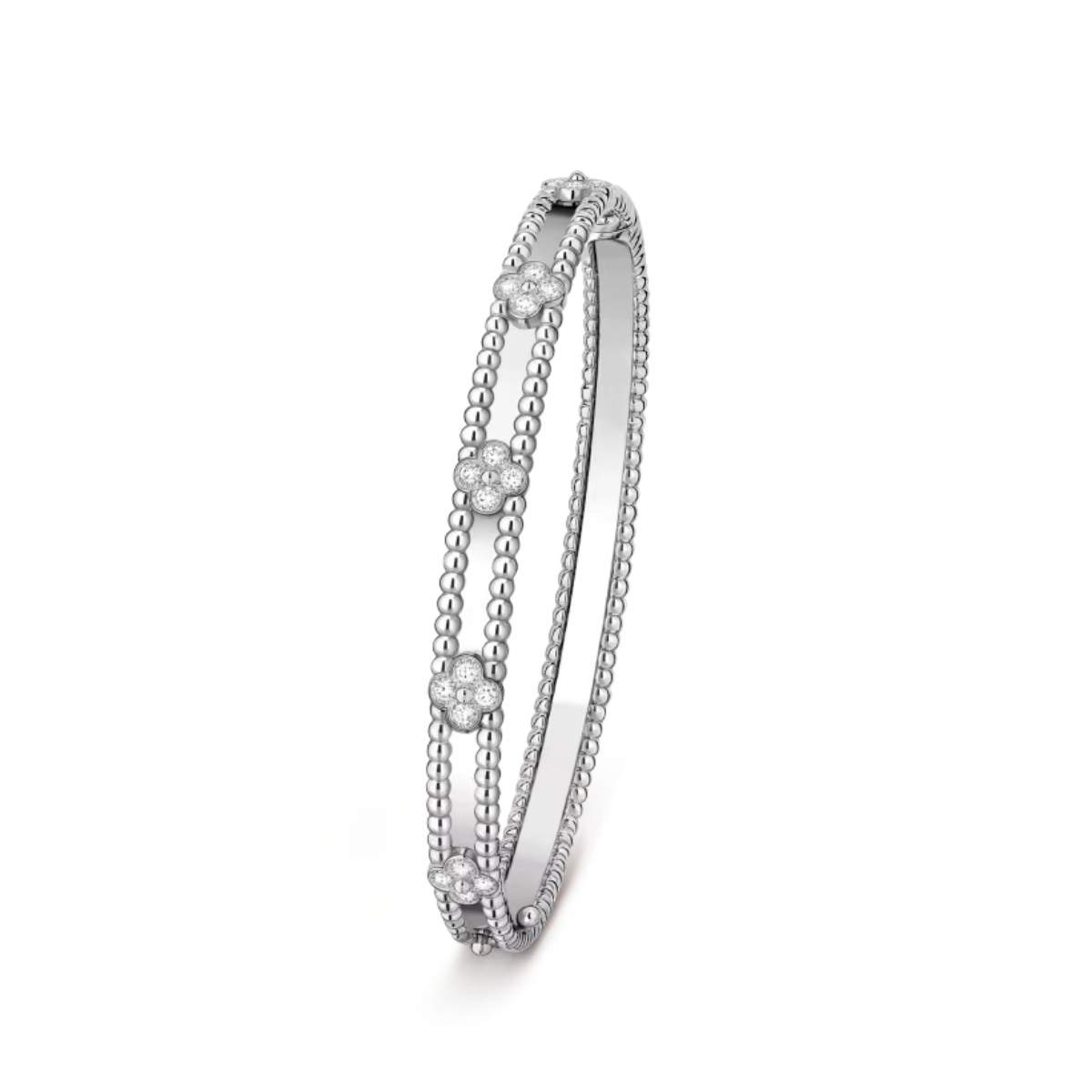 Bracelete Alhambra Trevos Perlee Signature - Prata 925