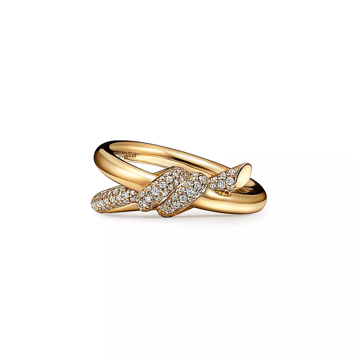Anel Knot Nó Entrelaçado Cravejado - Ouro 18K