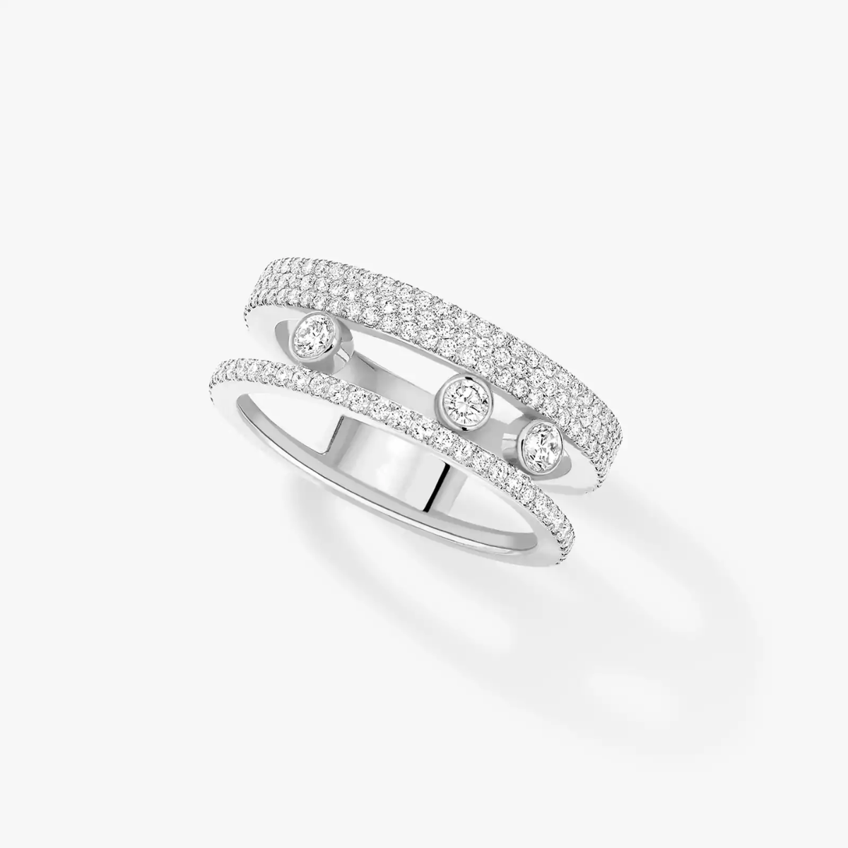 Anel Duplo Romano Move Pavé - Prata 925