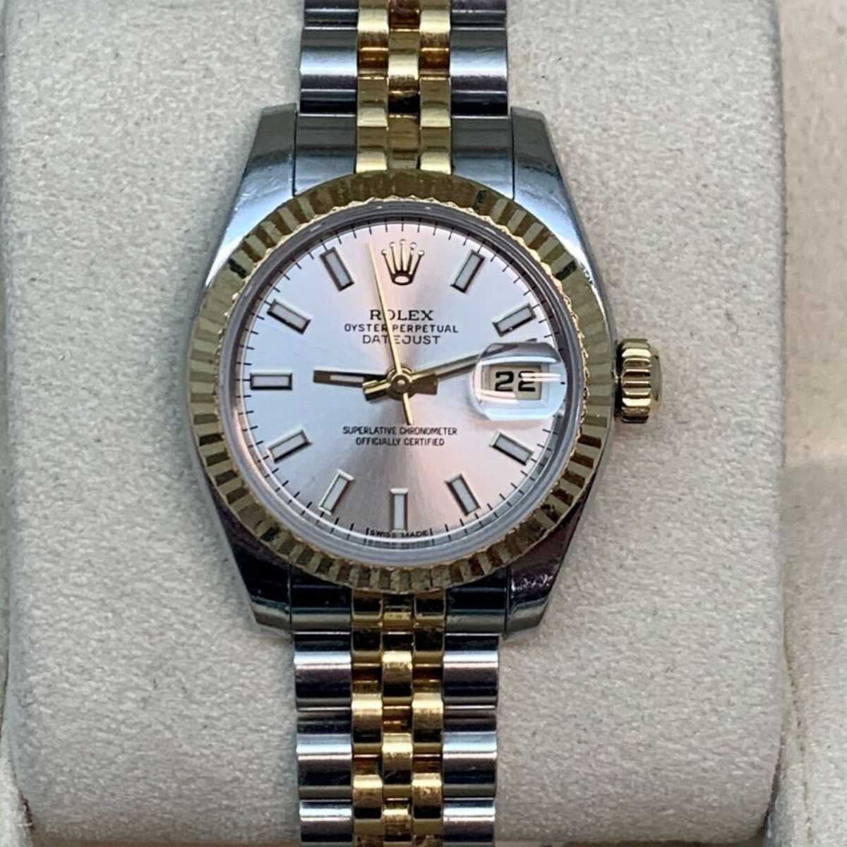 Relógio Lady Datejust 28mm Two Tone Mostrador Prateado