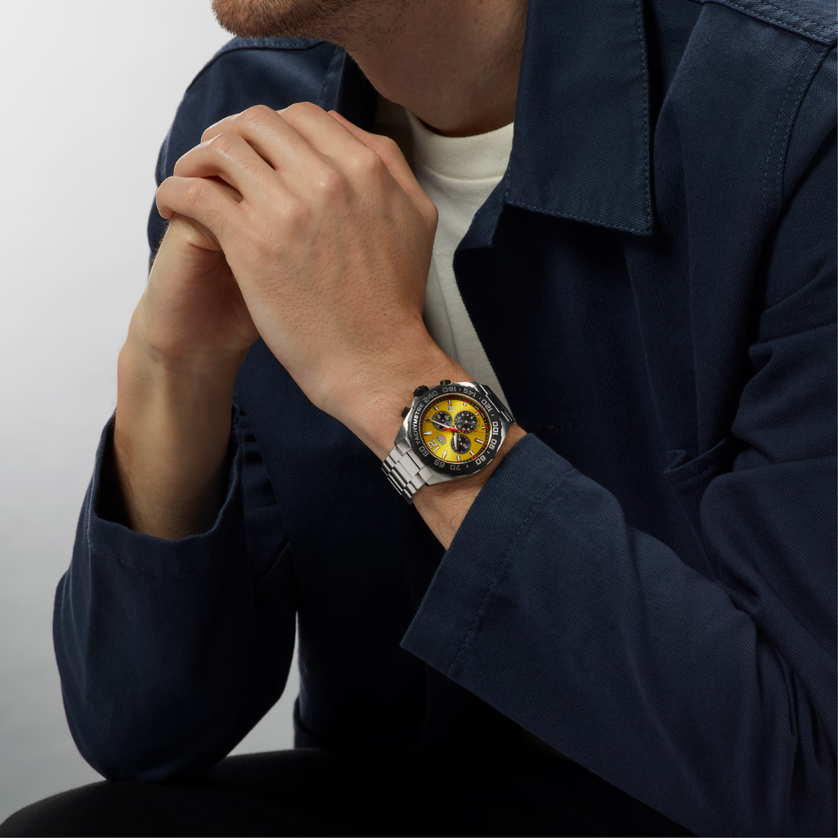 Relógio T.H Formula 1 Tachymetre Fundo Amarelo