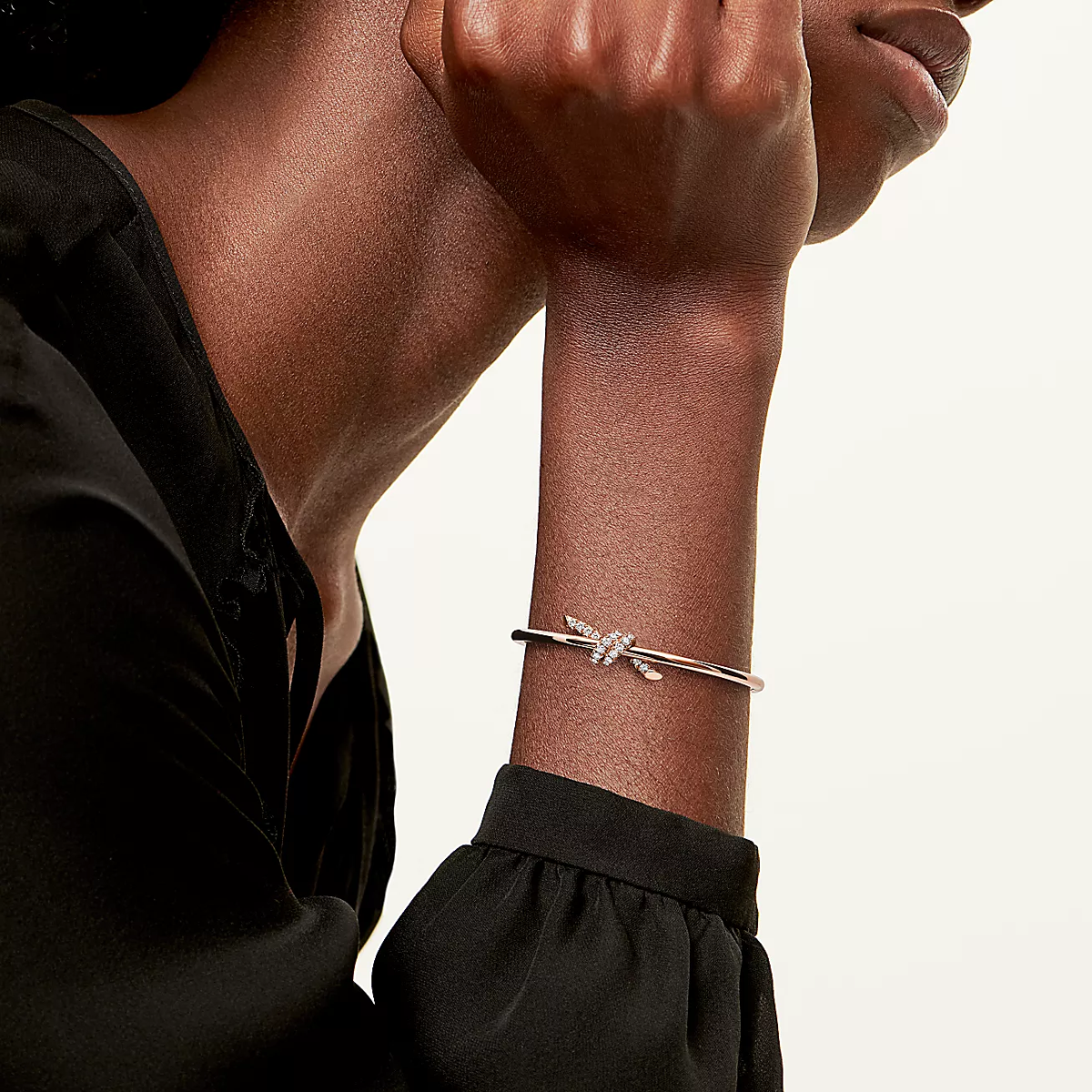 Bracelete Knot Nó Tiffany Cravejado - Ouro Rose