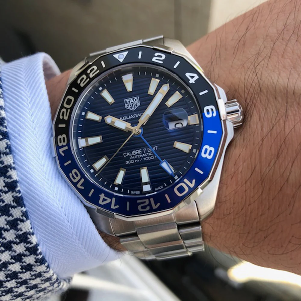 Relógio T.H Aquaracer Azul e Preto GMT "Batman"