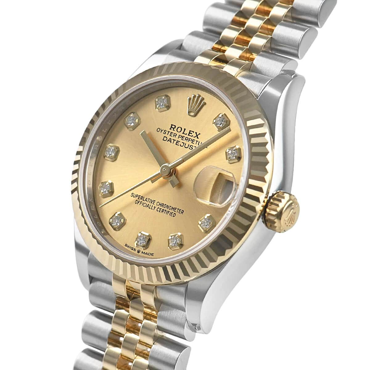 Relógio Datejust 31mm Pedras Two Tone Mostrador Dourado