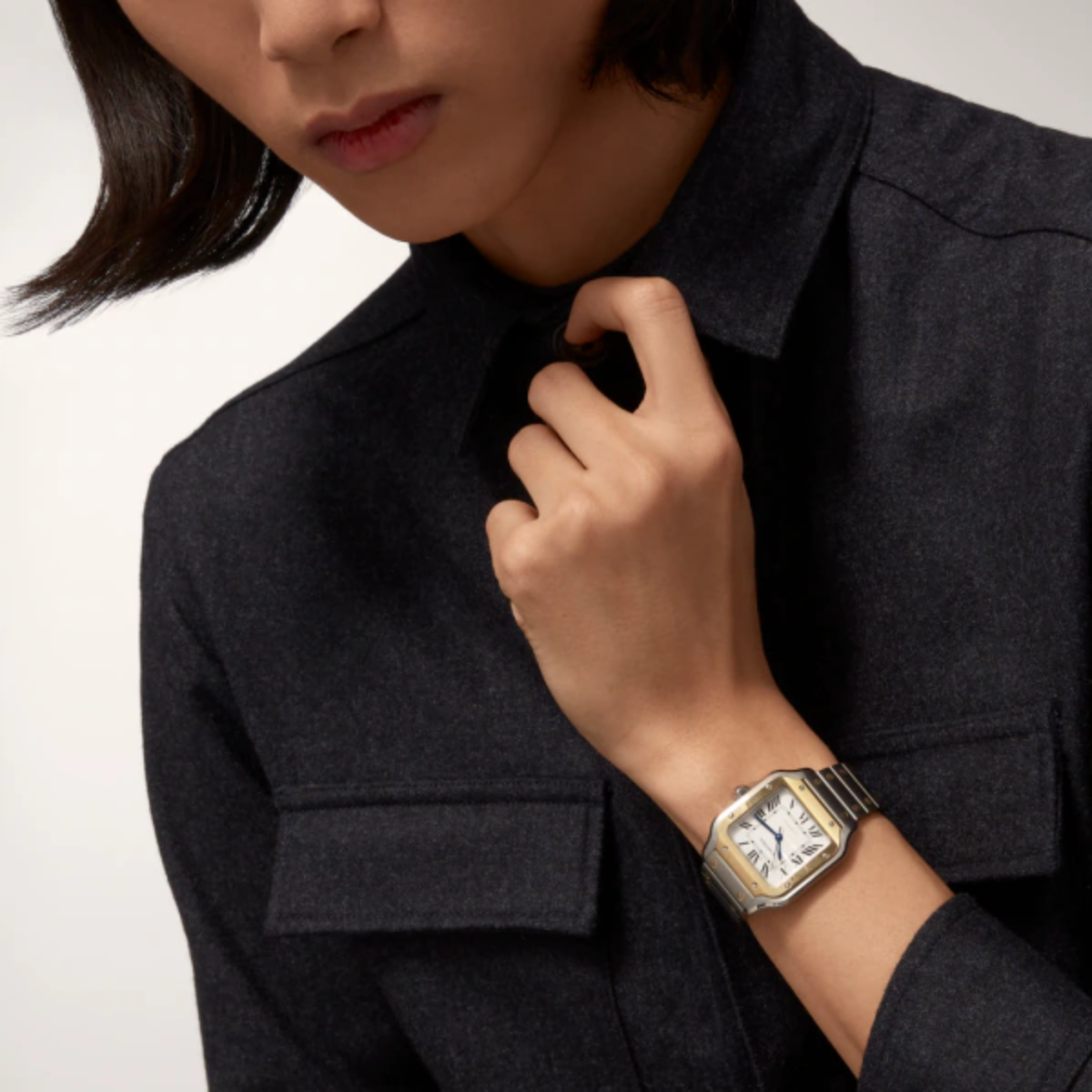 Relógio Santos de Cartier Detalhes Dourado