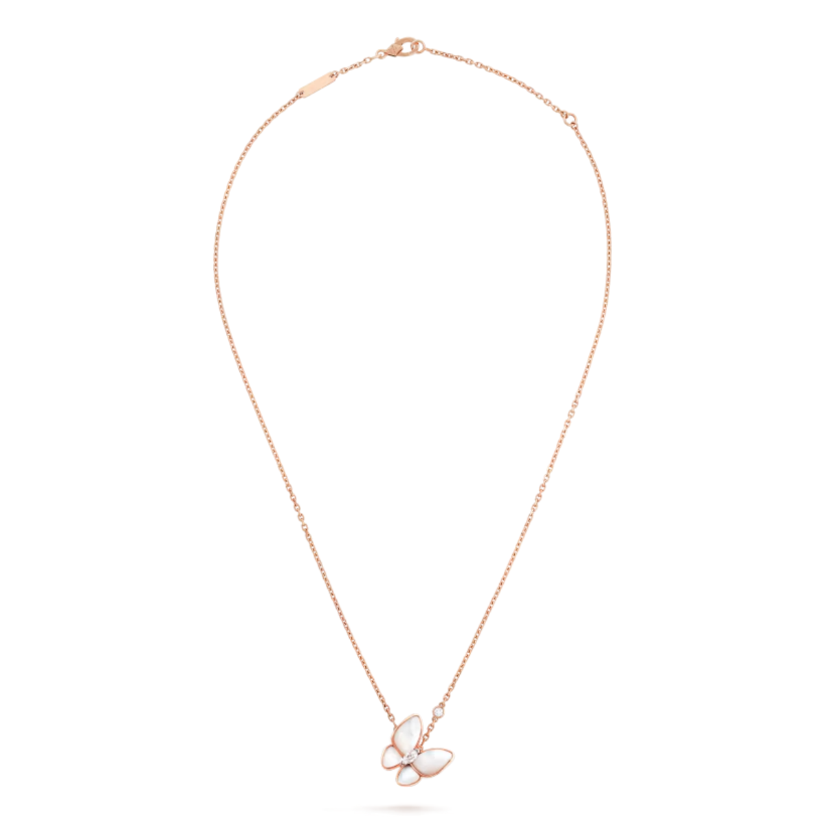 Colar Two Butterfly Cerâmica Branco - Ouro Rose