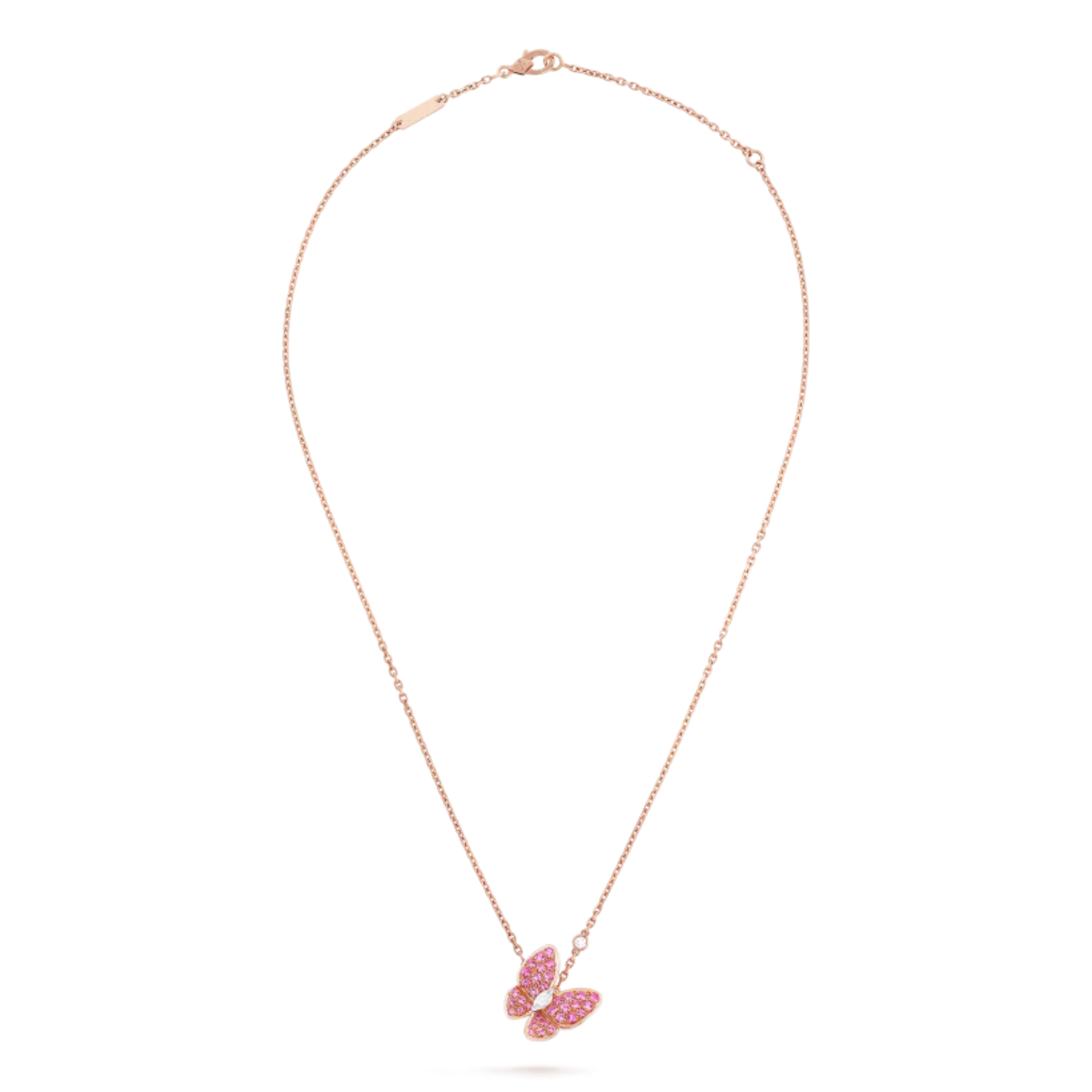 Colar Two Butterfly Pavé Rosa - Ouro Rose