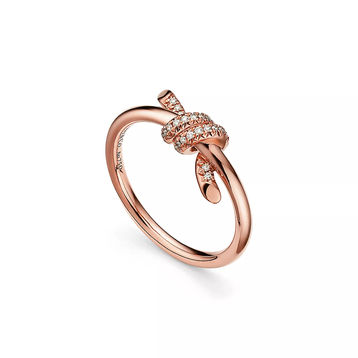 Anel Knot Nó Cravejado - Ouro Rose