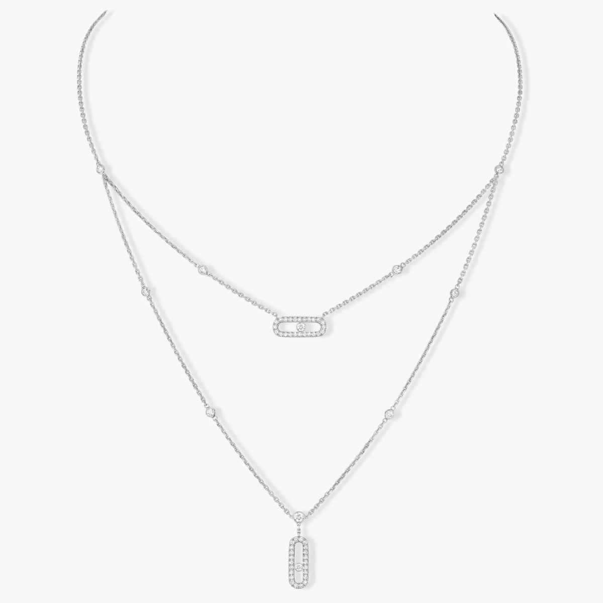 Colar Duplo Uno Move Pavé - Prata 925