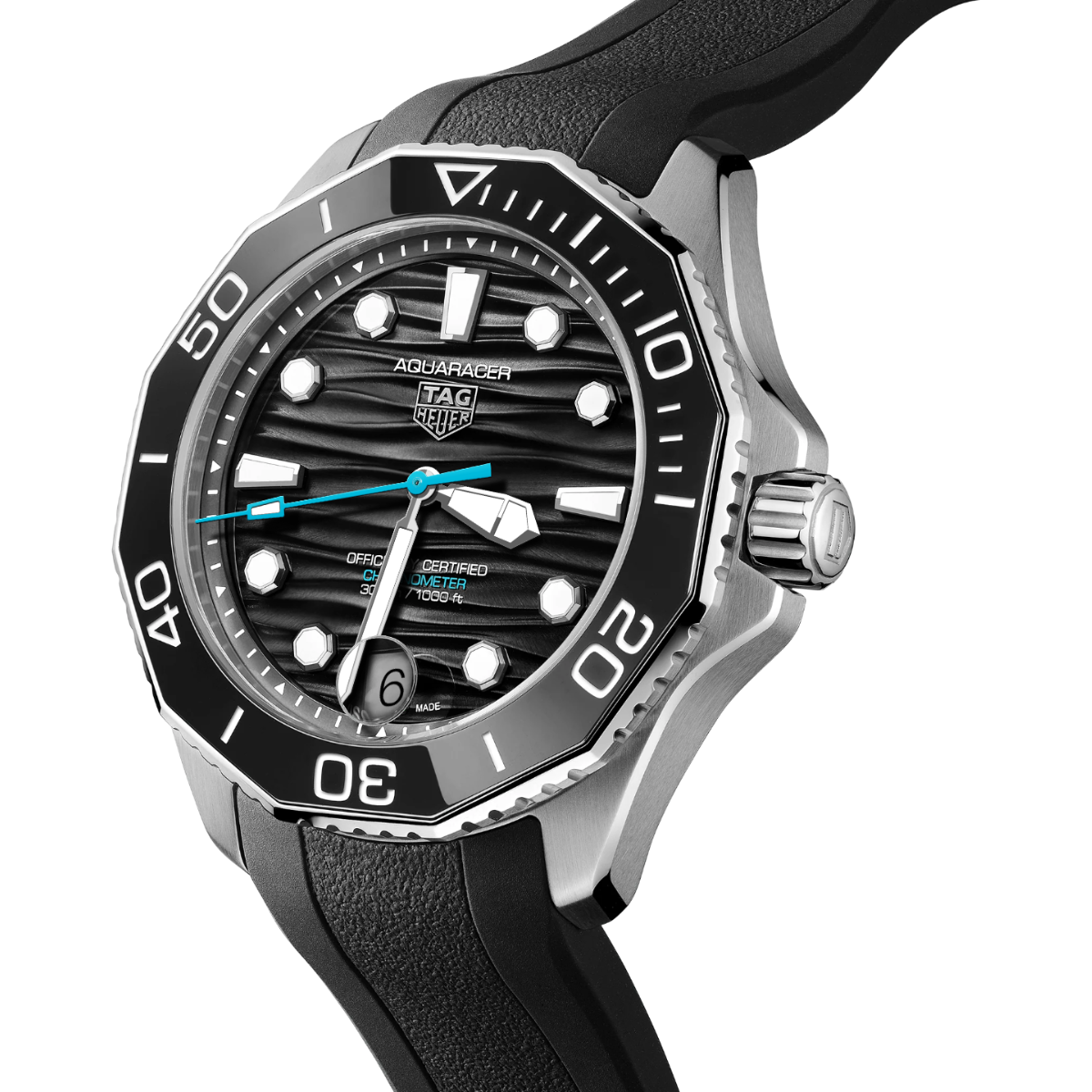 Relógio T.H Aquaracer Professional 300 Date Preto Pulseira Borracha