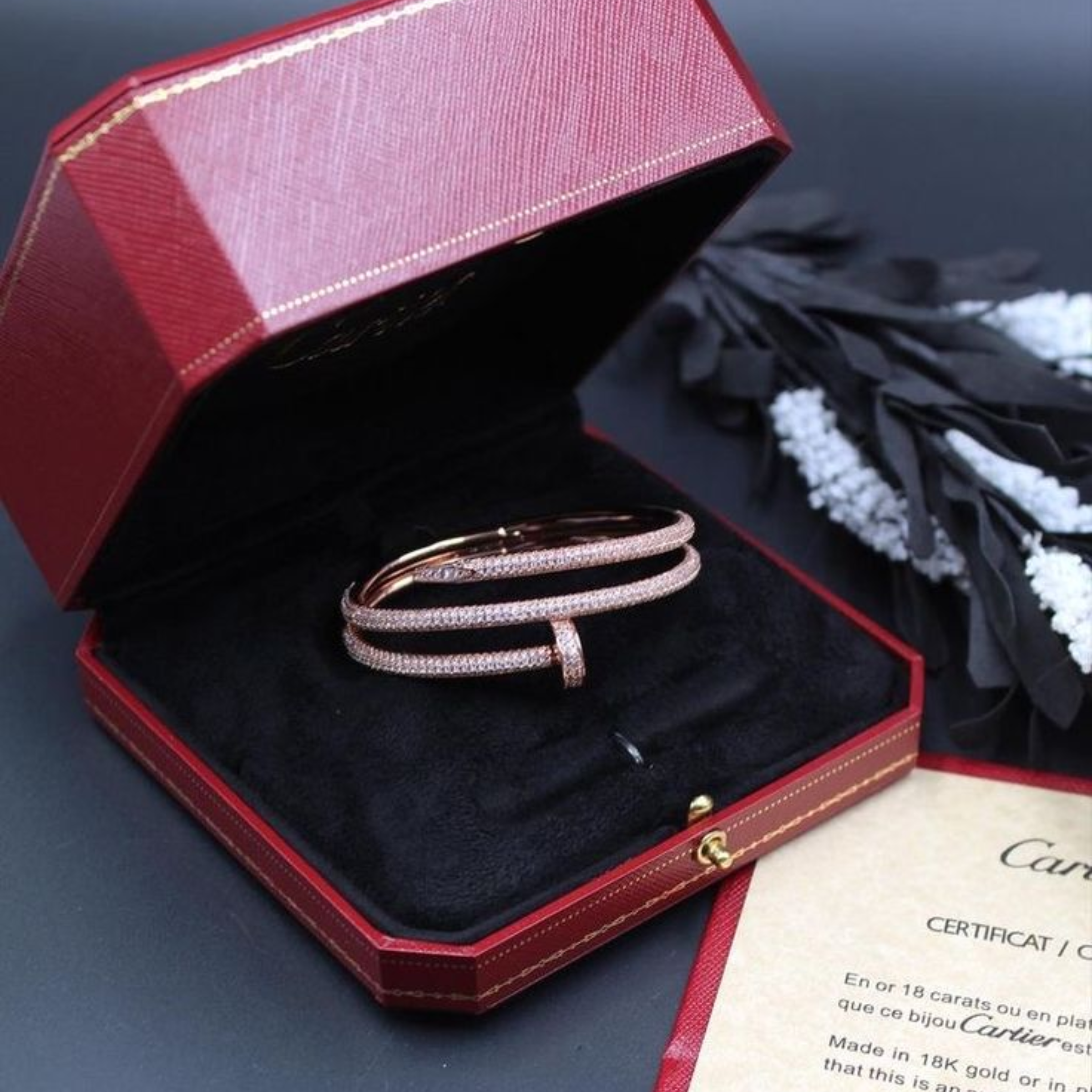 Bracelete Triplo Prego Juste un Clou Cravejado - Ouro rose