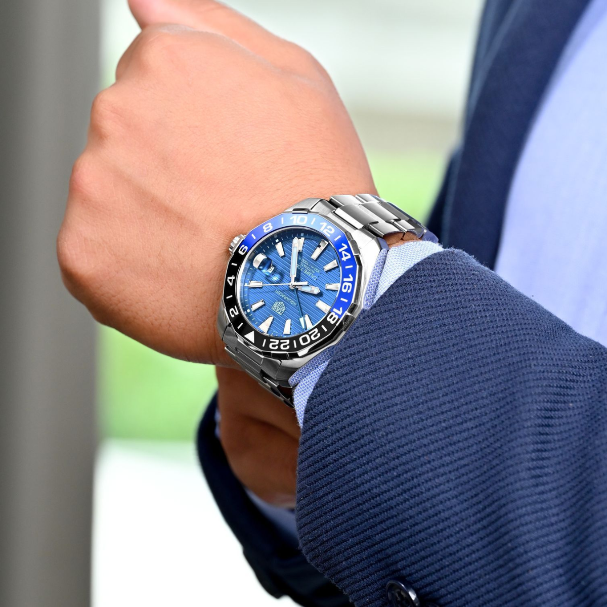 Relógio T.H Aquaracer Azul e Preto GMT "Batman"