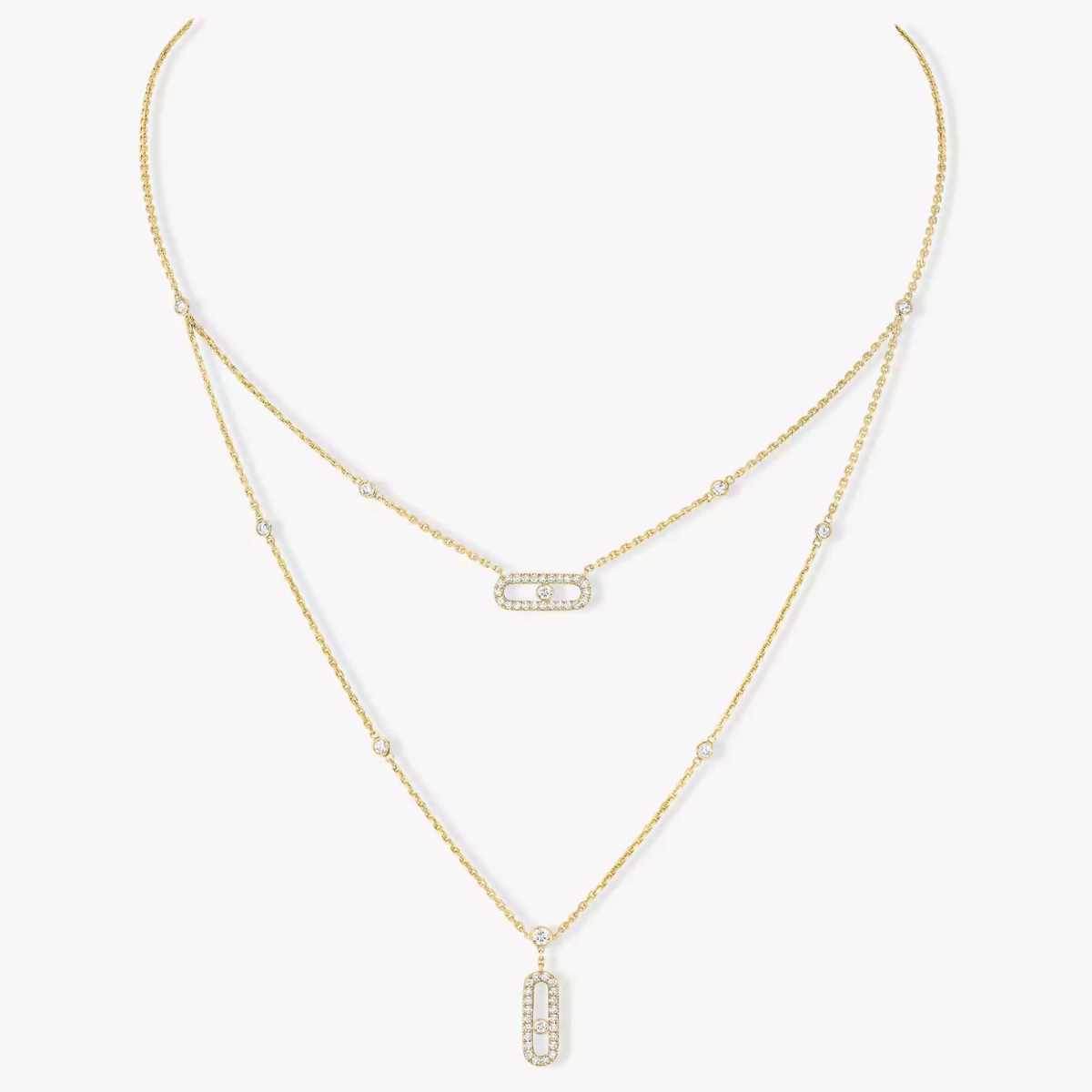 Colar Duplo Uno Move Pavé - Ouro 18K