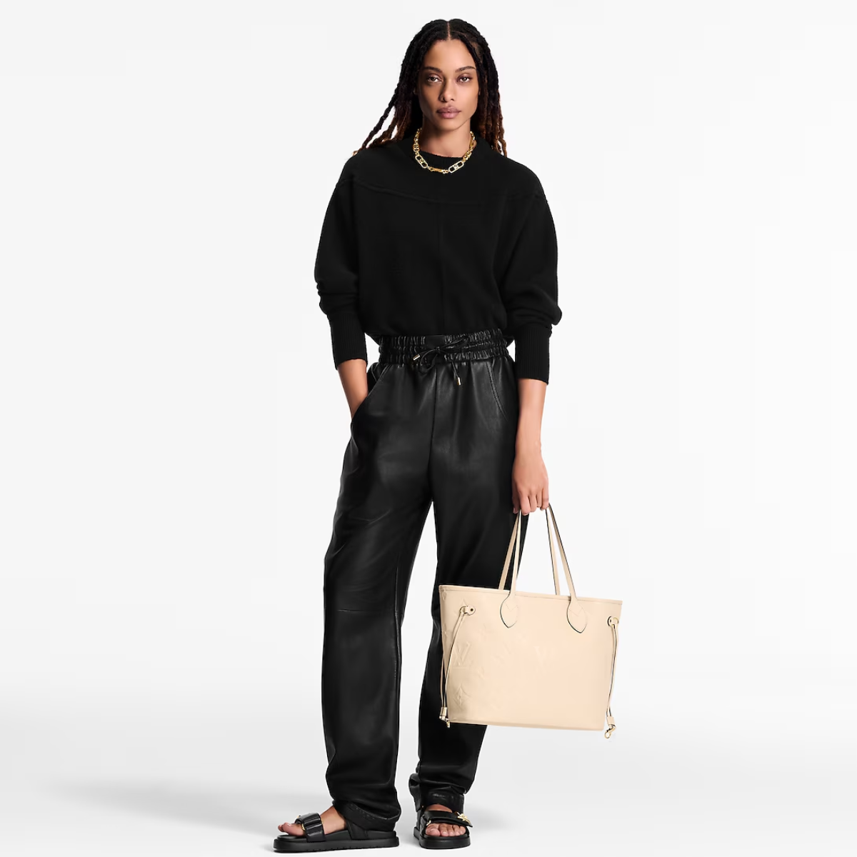 Bolsa LV Tote Neverfull MM Creme