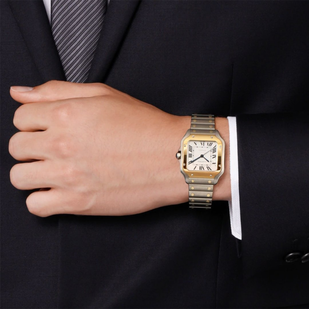 Relógio Santos de Cartier Detalhes Dourado