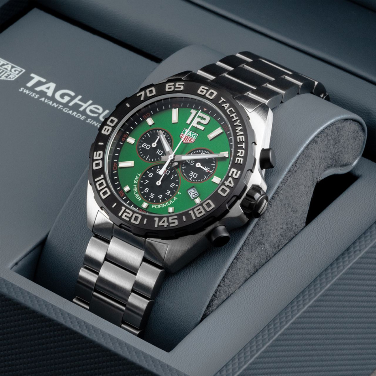 Relógio T.H Formula 1 Tachymetre Fundo Verde