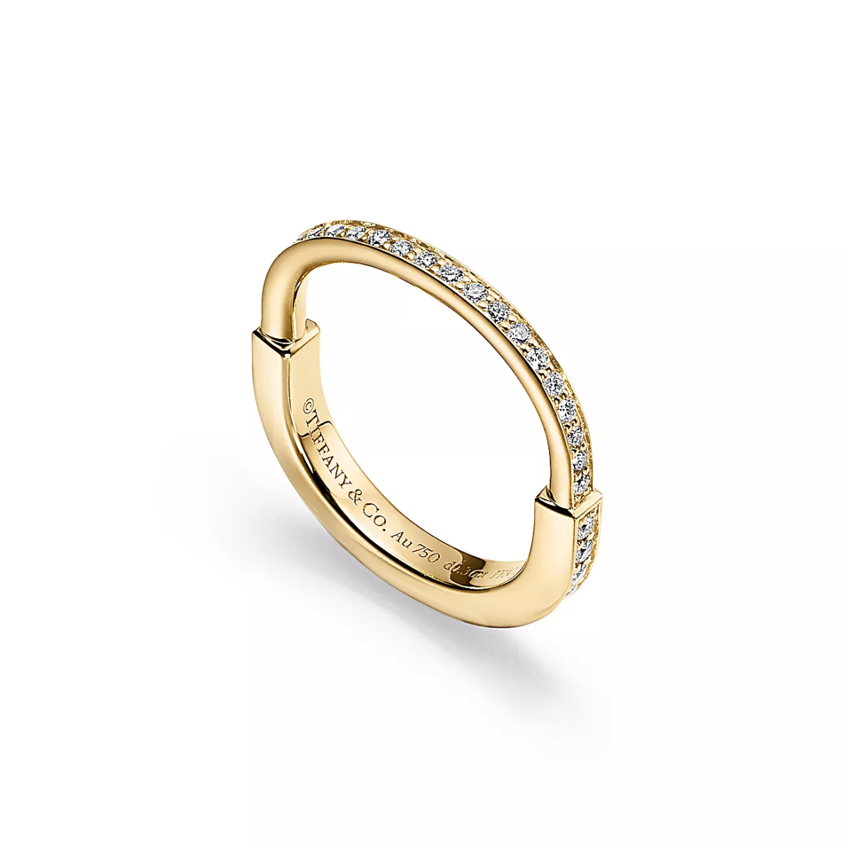 Anel Lock Cadeado Cravejado - Ouro 18K