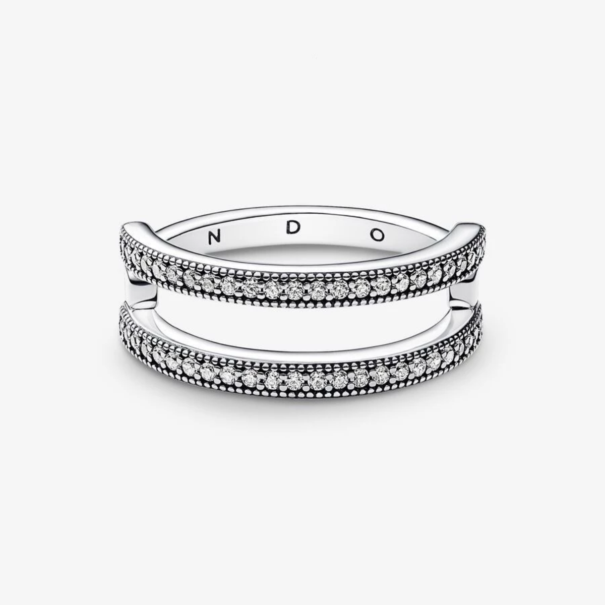 Anel Duplo Sobreposto Pavé - Prata 925