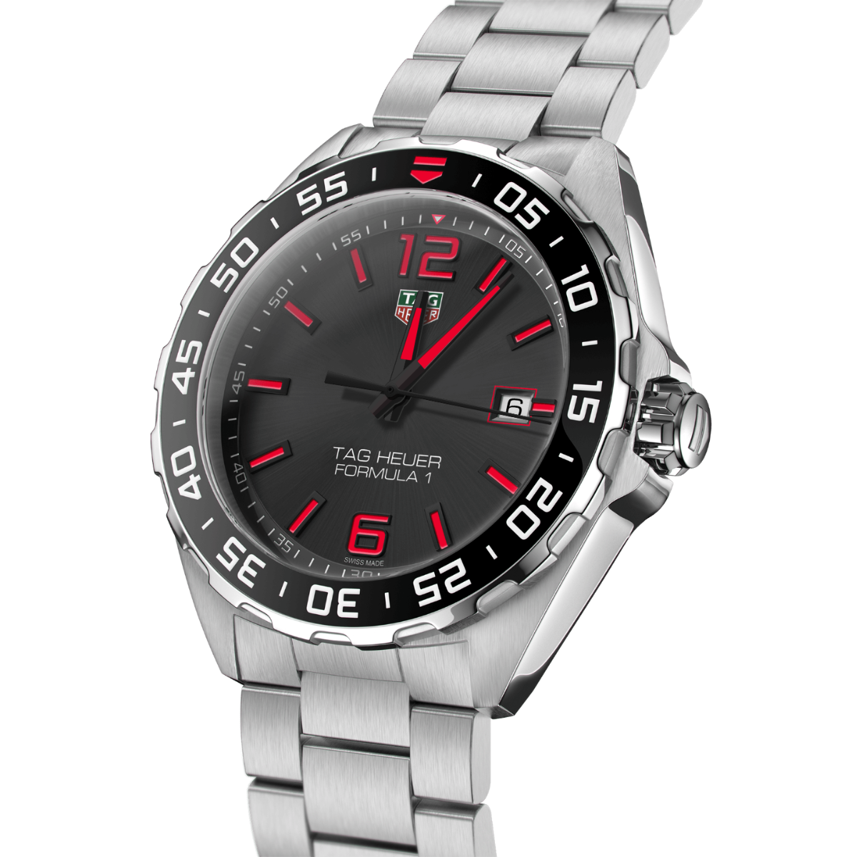 Relógio T.H Formula 1 Date Fundo Preto Ponteiro Vermelho