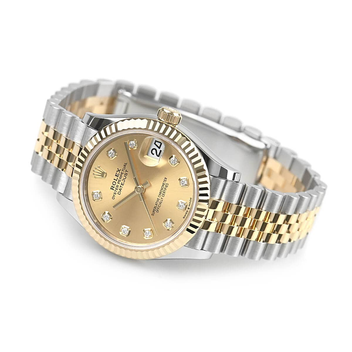 Relógio Datejust 31mm Pedras Two Tone Mostrador Dourado