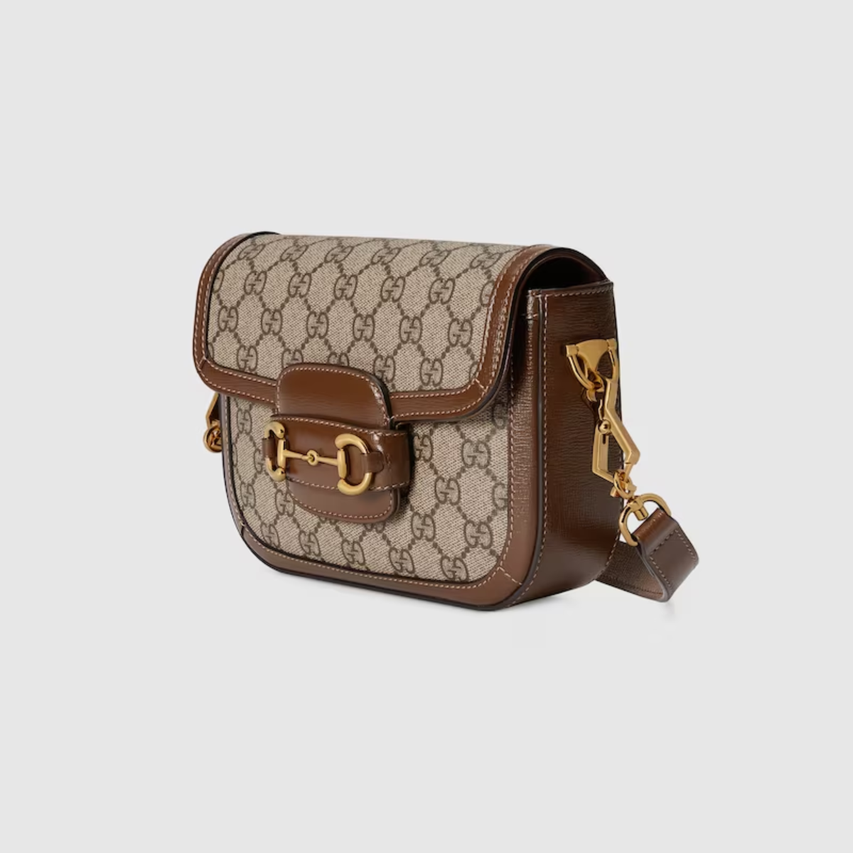 Bolsa De Ombro Horsebit 1955 Pequeno Marrom Estampada
