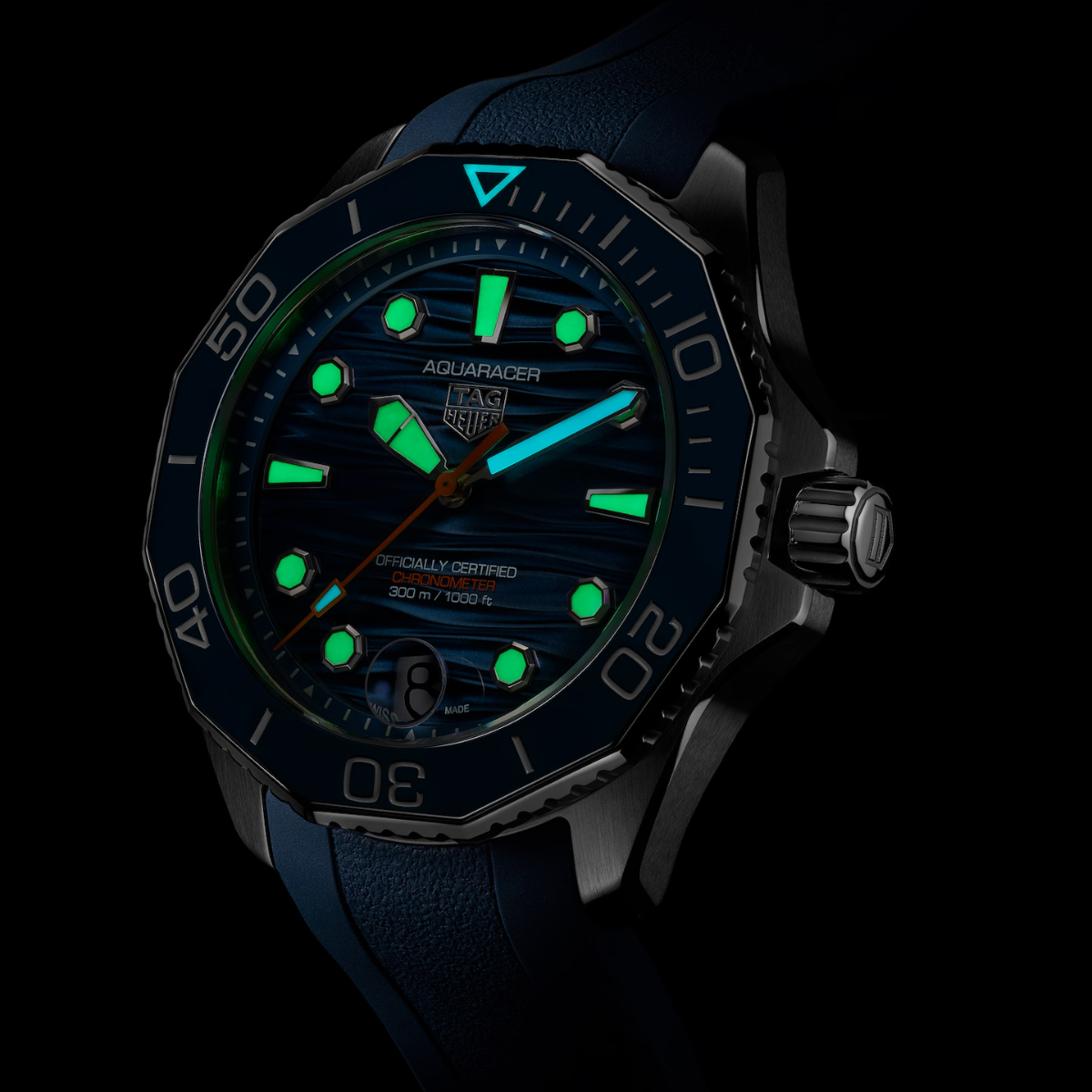 Relógio T.h Aquaracer Azul Professional 300 Date - Pulseira Borracha