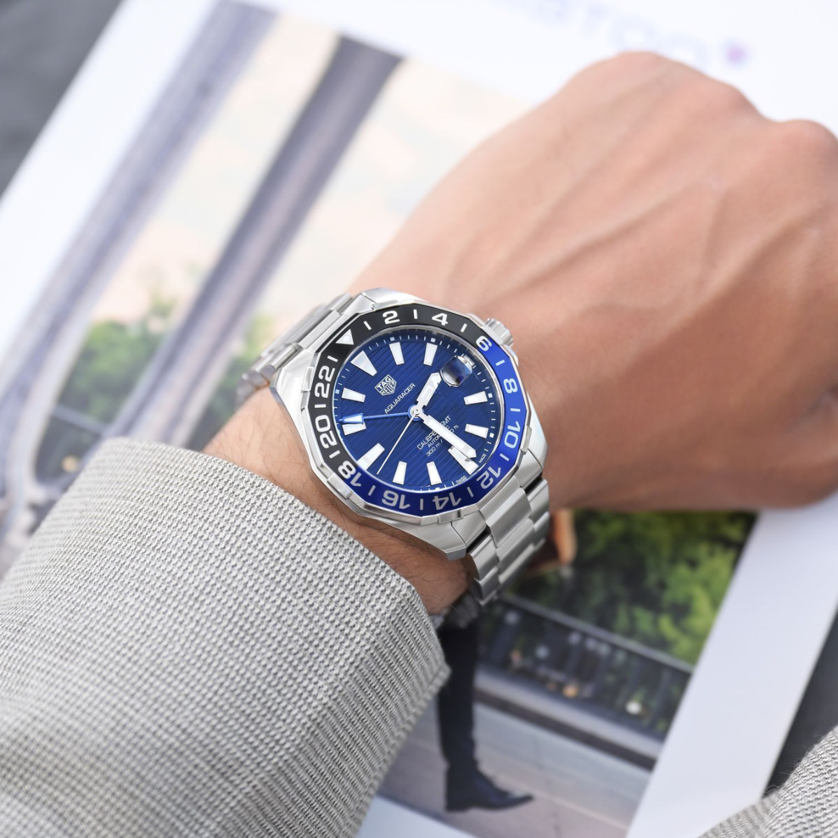 Relógio T.H Aquaracer Azul e Preto GMT "Batman"