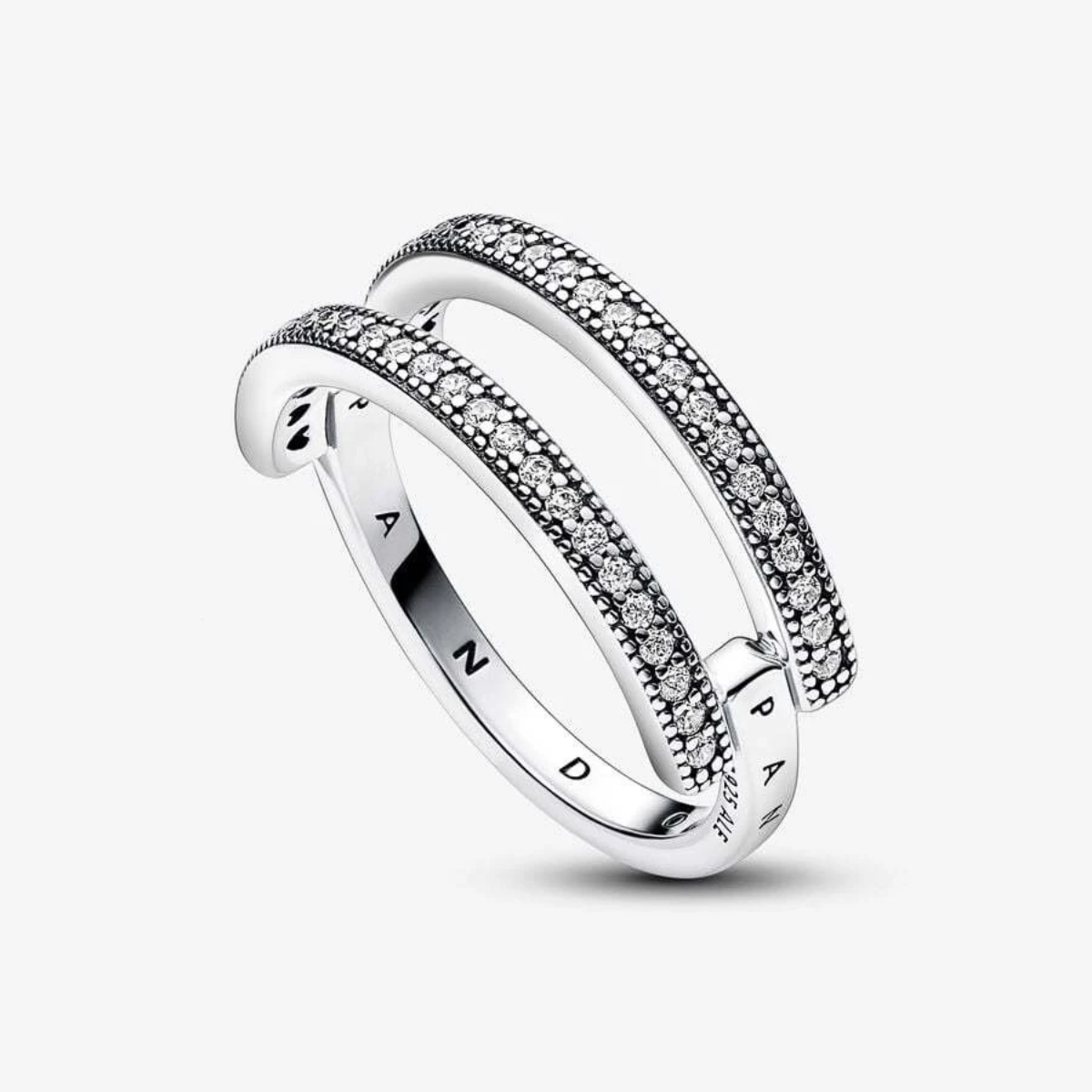 Anel Duplo Sobreposto Pavé - Prata 925