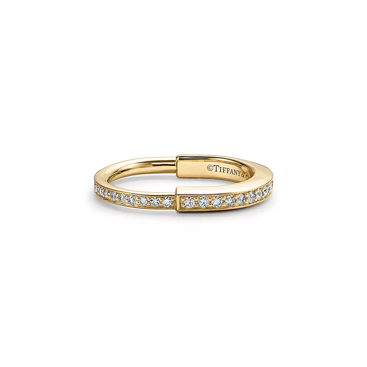 Anel Lock Cadeado Cravejado - Ouro 18K