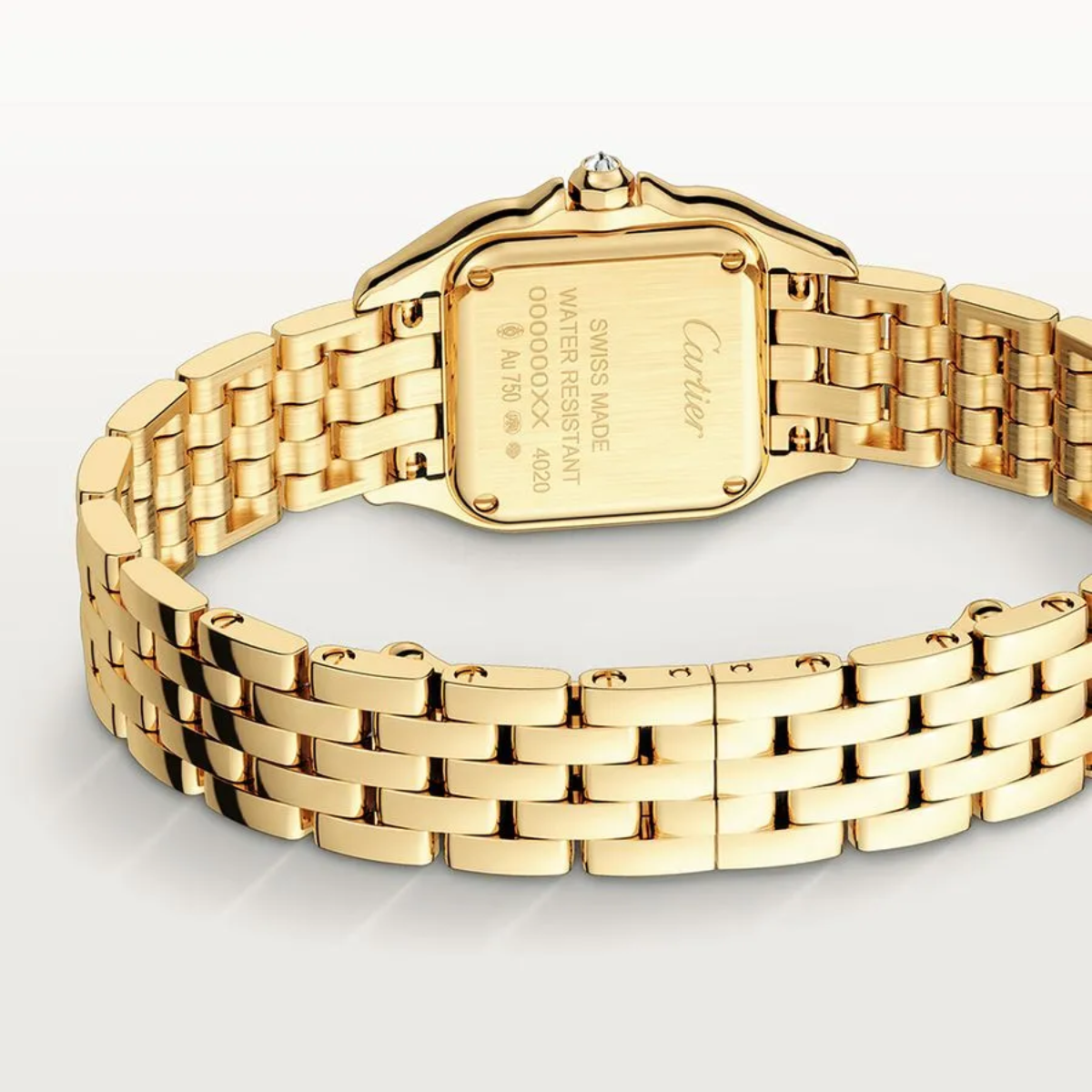 Relógio Mini Panthère Quadrado Pave Dourado