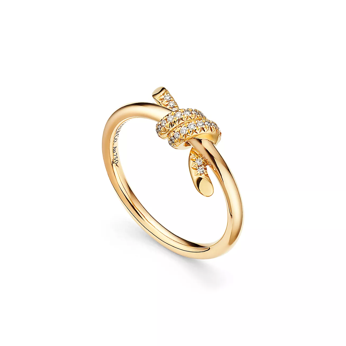 Anel Knot Nó Cravejado - Ouro 18k