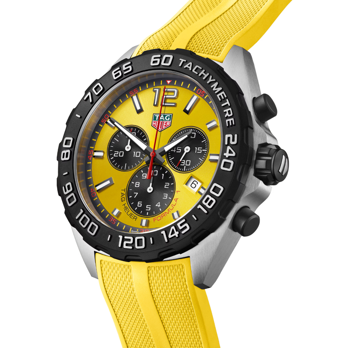 Relógio T.H Formula 1 Tachymetre Fundo Amarelo - Pulseira Borracha