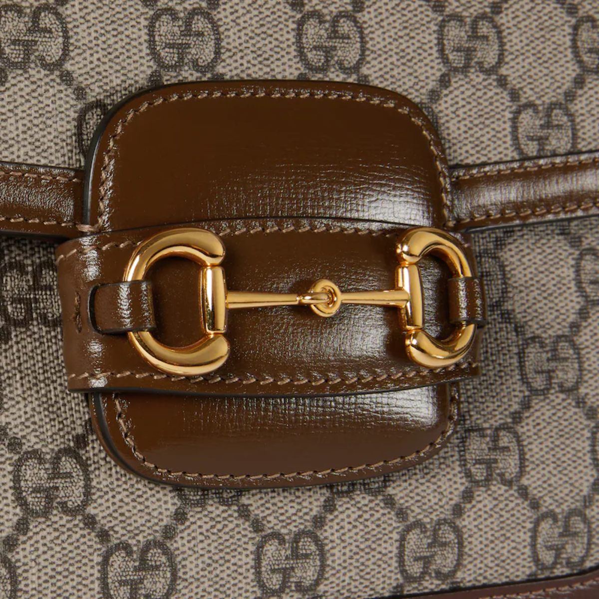 Bolsa De Ombro Horsebit 1955 Pequeno Marrom Estampada