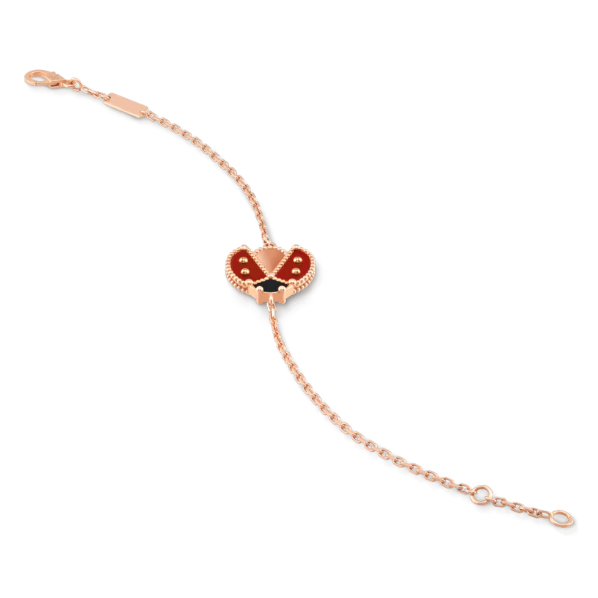 Pulseira VCA Lucky Spring Joaninha com Asas Abertas - Ouro Rose