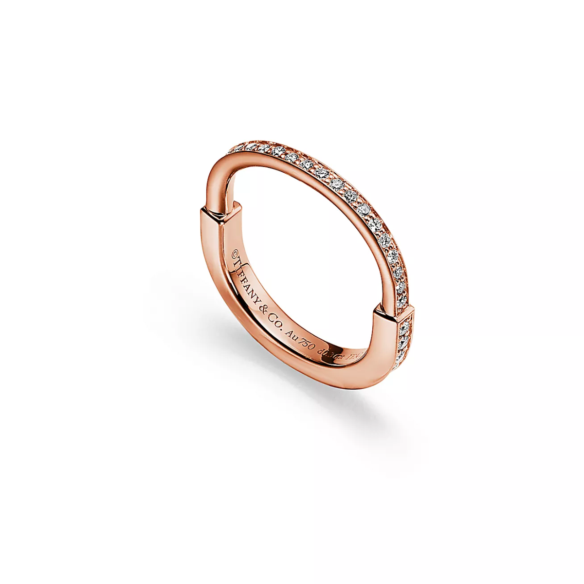Anel Lock Cadeado Cravejado - Ouro Rose