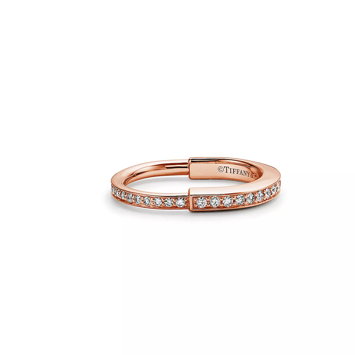 Anel Lock Cadeado Cravejado - Ouro Rose