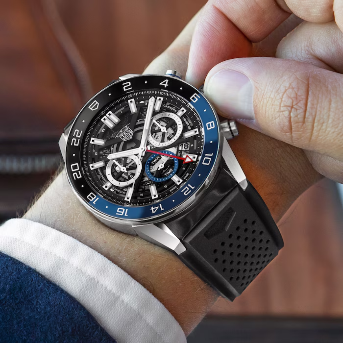 Relógio T.H Carrera GMT Twin Time Azul e Preto