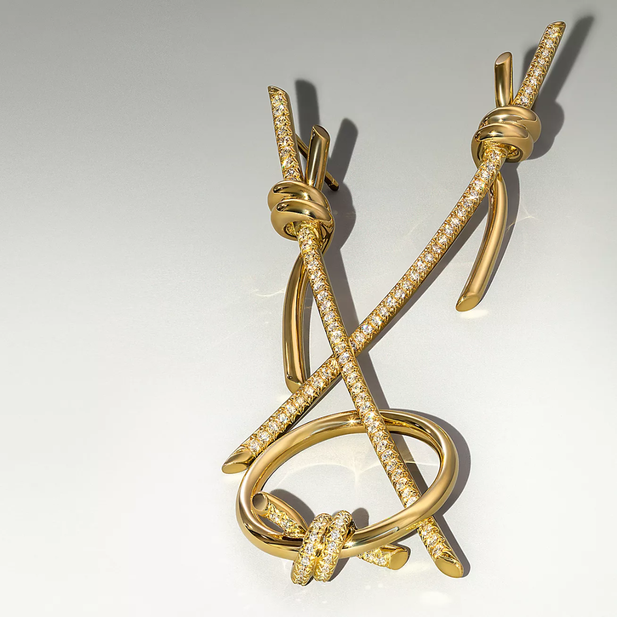 Anel Knot Nó Cravejado - Ouro 18k