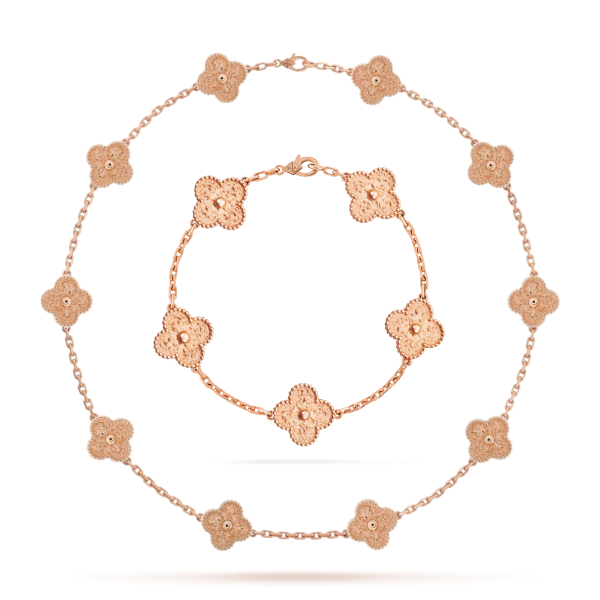 Conjunto Alhambra Trevo Colar 10 Trevos e Pulseira Discovery - Ouro Rose