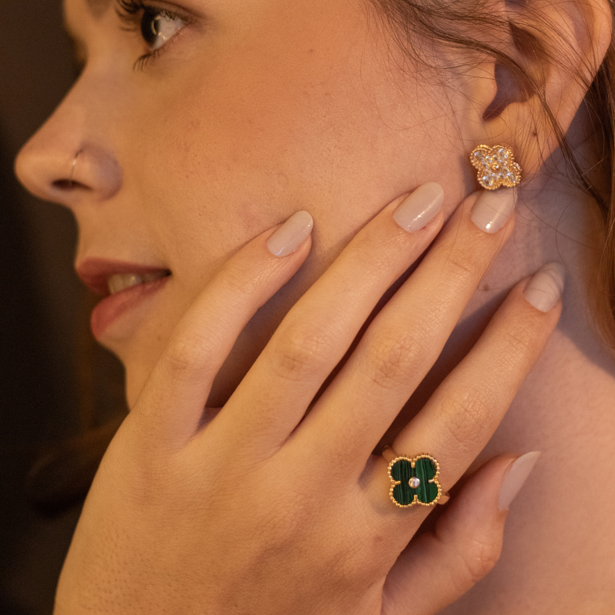 Conjunto Alhambra Vintage Trevo Completo Verde - Ouro 18K