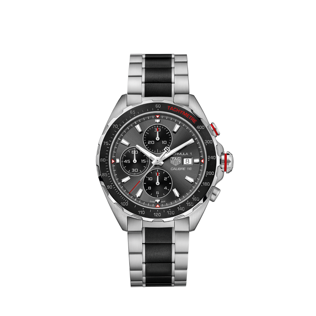 Relógio T.H Formula 1 Chronograph Fundo Cinza Listra Preta