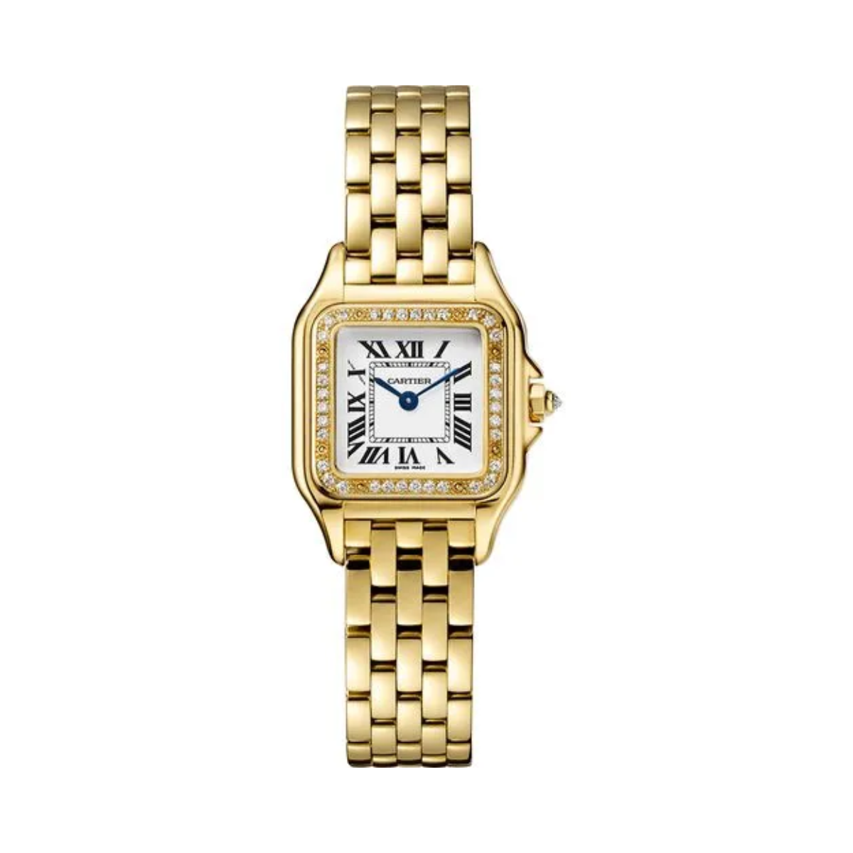 Relógio Mini Panthère Quadrado Pave Dourado