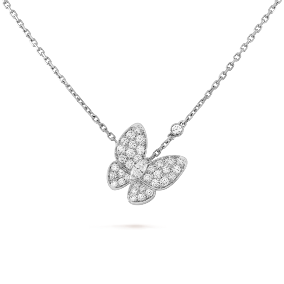 Colar Two Butterfly Pavé Brilhante - Prata 925